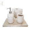 BATHROOM SET, KLEENERA, TRAY, TUB AND DISPENSER MADE OF NATURAL MARBLE STONE
