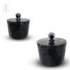 This marble canister with lid is meticulously carved from authentic natural stone