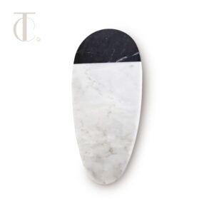 Handcrafted Teardrop Marble Cheese Board - Bego White & Monterrey Black (38cm)