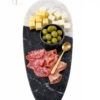 Handcrafted Teardrop Marble Cheese Board - Bego White & Monterrey Black (38cm)