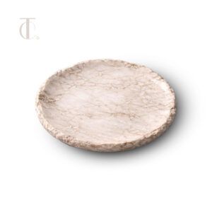 Hand-Carved Rustic Marble Trivet Plate - 25cm Natural Stone Charger