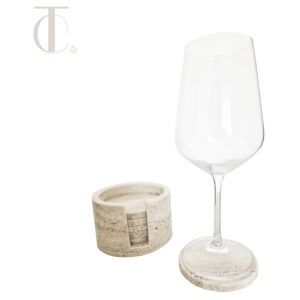 Handcrafted Natural Marble Coaster Set – 6-Piece Round Collection with Holder