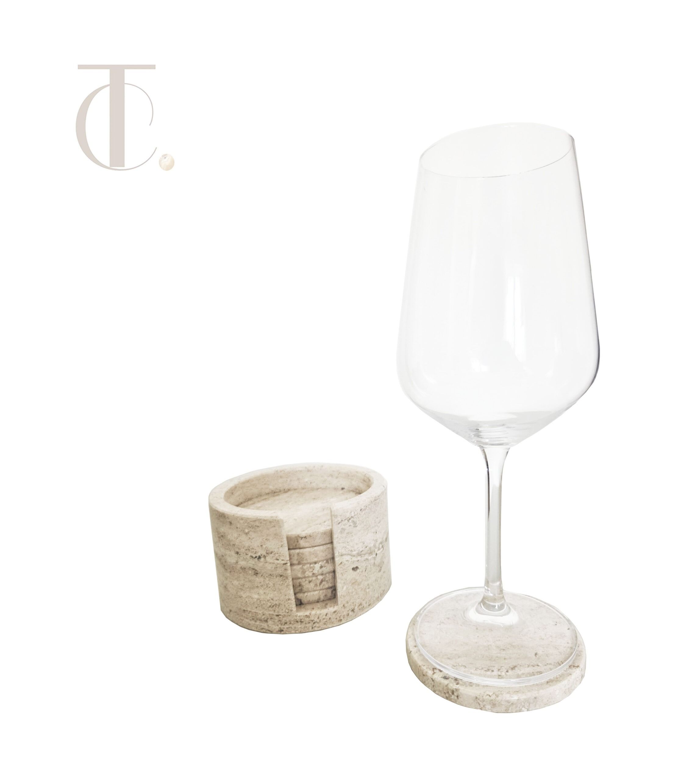 Handcrafted Natural Marble Coaster Set – 6-Piece Round Collection with Holder