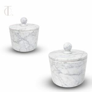 circular marble box in white marble color