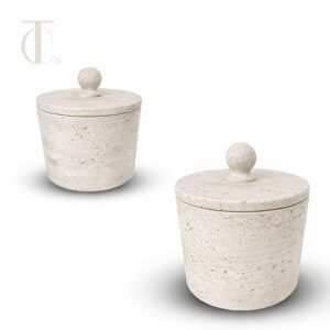 circular marble box in travertine marble color