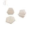 Hand-carved hexagonal travertine marble coasters with storage box set of 6