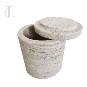 cylinder with lid for storing sugar made of marble stone