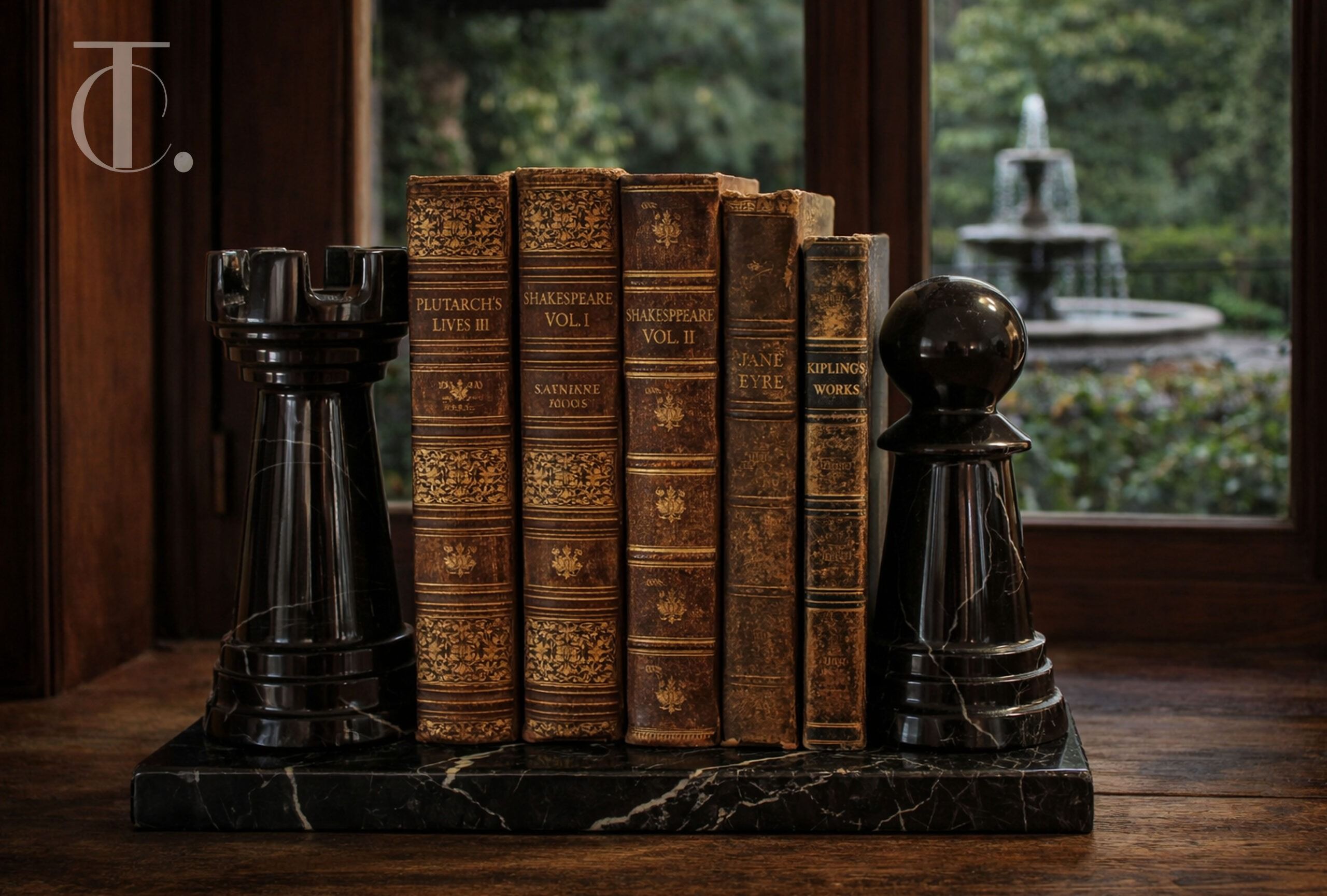 Marble Chess Bookends