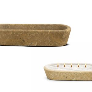 Multi‑Wick Candle Tray MARBLE TRAVERTINE