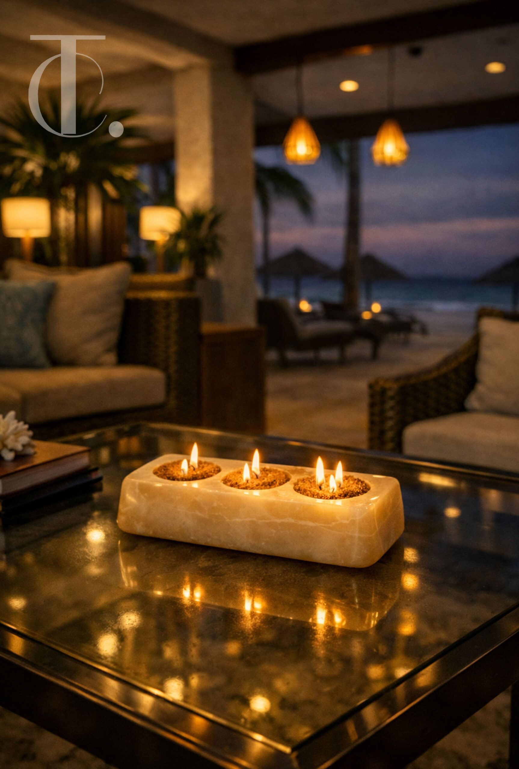 Onyx Triple Tealight Holder