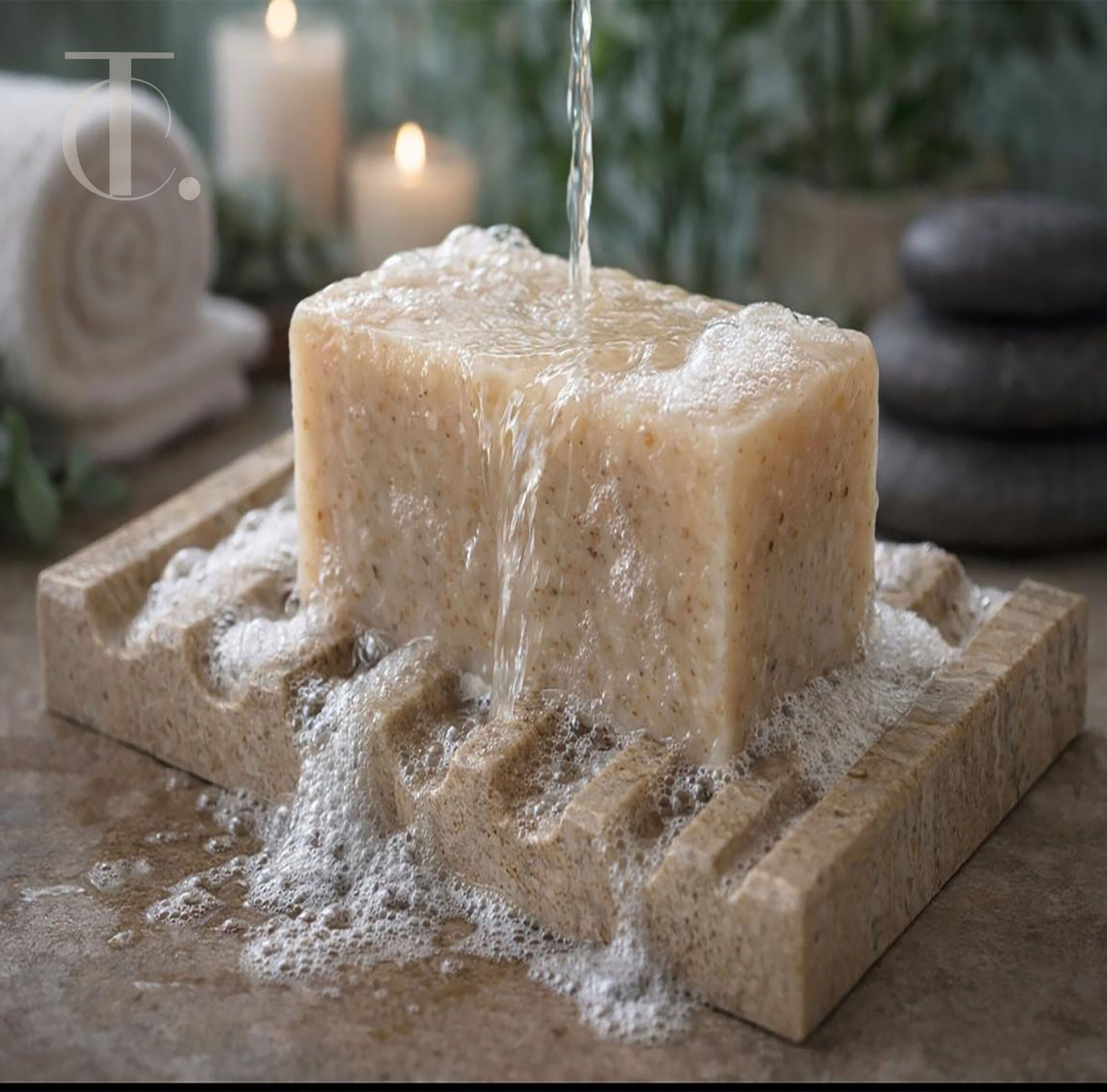 Sculpted Travertine Soap Dish MARBLE