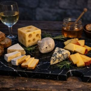 The Mouse & Marble Cheese Board marble black