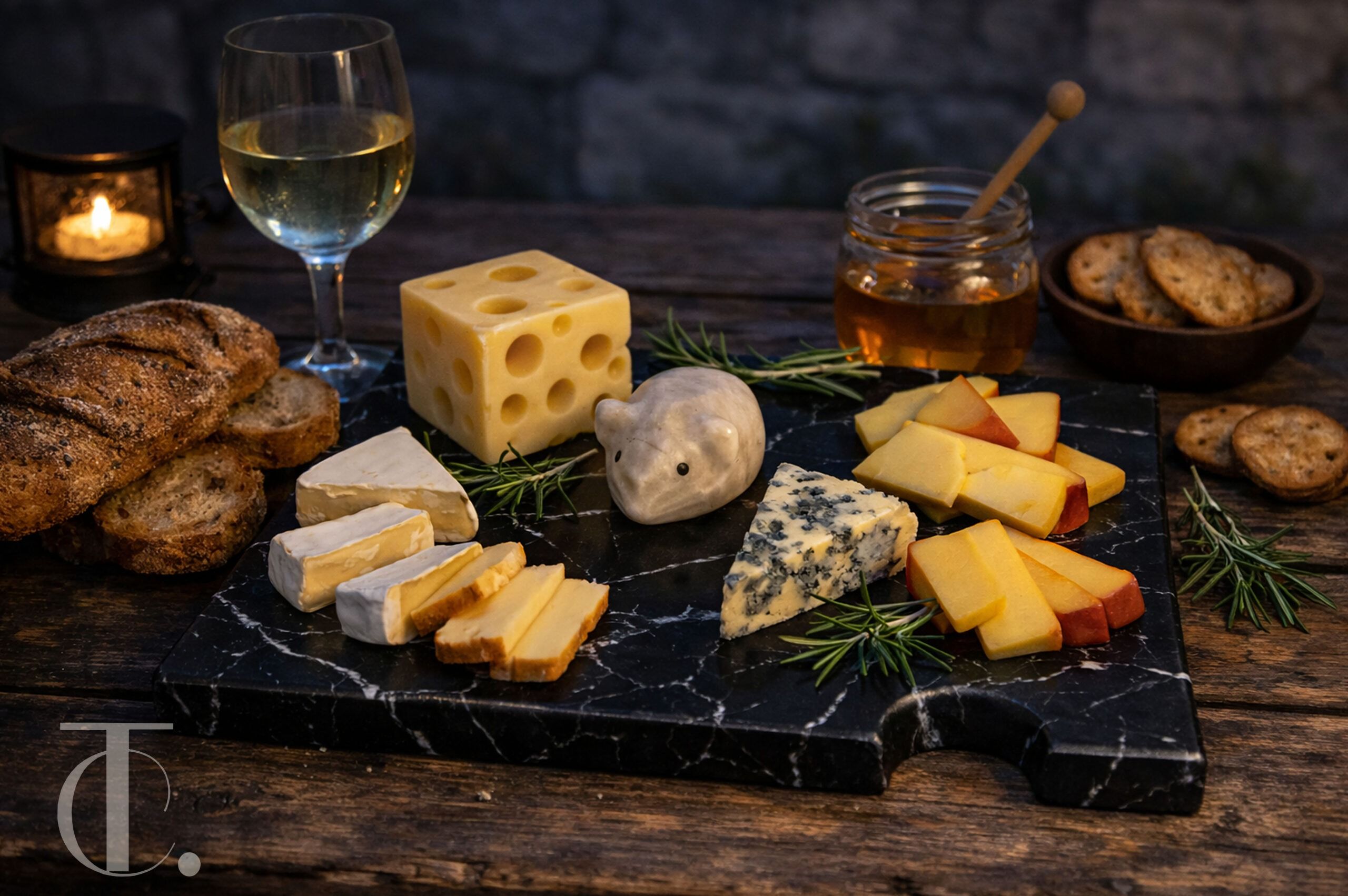 The Mouse & Marble Cheese Board marble black