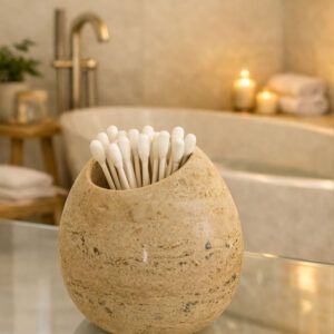 Travertine vanity jar MARBLE